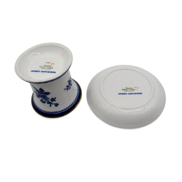 SPODE Gloucester Blue and White Floral Cup Saucer England Vintage - Picture 11 of 11